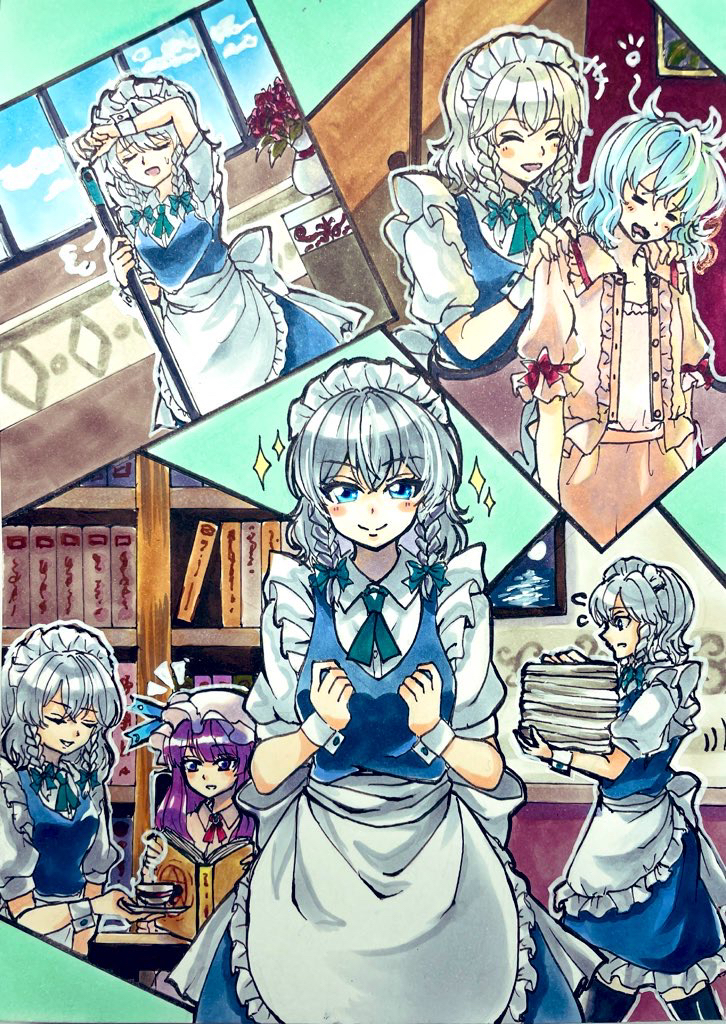 remilia scarlet, izayoi sakuya, and patchouli knowledge (touhou) drawn by mitsu~