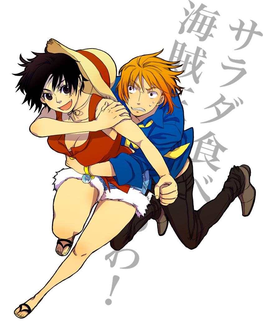 nami and luffyko (one piece) drawn by gacha-pinn126