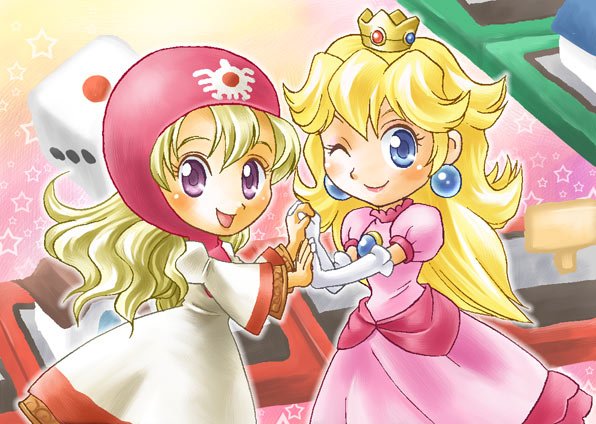 princess peach and princess of moonbrook (mario and 3 more) drawn by iri