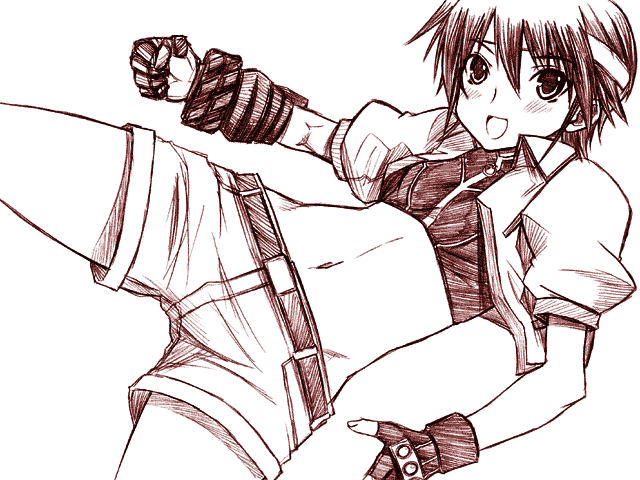 subaru nakajima and revolver knuckle (lyrical nanoha and 1 more) drawn by chikuwa_(tikuwa)