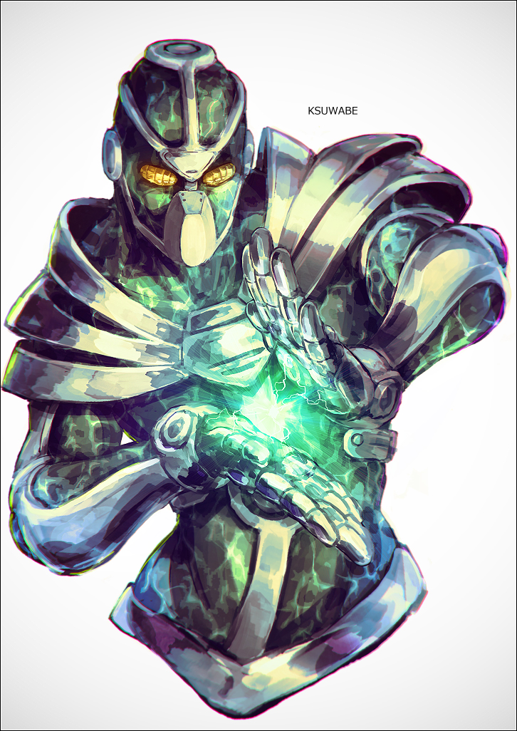 hierophant green (jojo no kimyou na bouken and 1 more) drawn by k-suwabe
