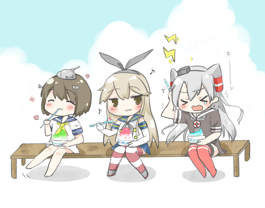 shimakaze, amatsukaze, and yukikaze (kantai collection) drawn by tsuchihara_ai