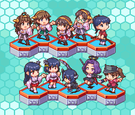 kongou, tenryuu, haruna, ryuujou, houshou, and 5 more (kantai collection) drawn by oobako