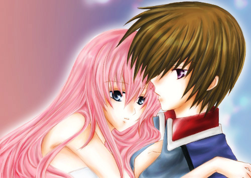 lacus clyne and kira yamato (gundam and 1 more) drawn by minamori_(pixiv_633609)