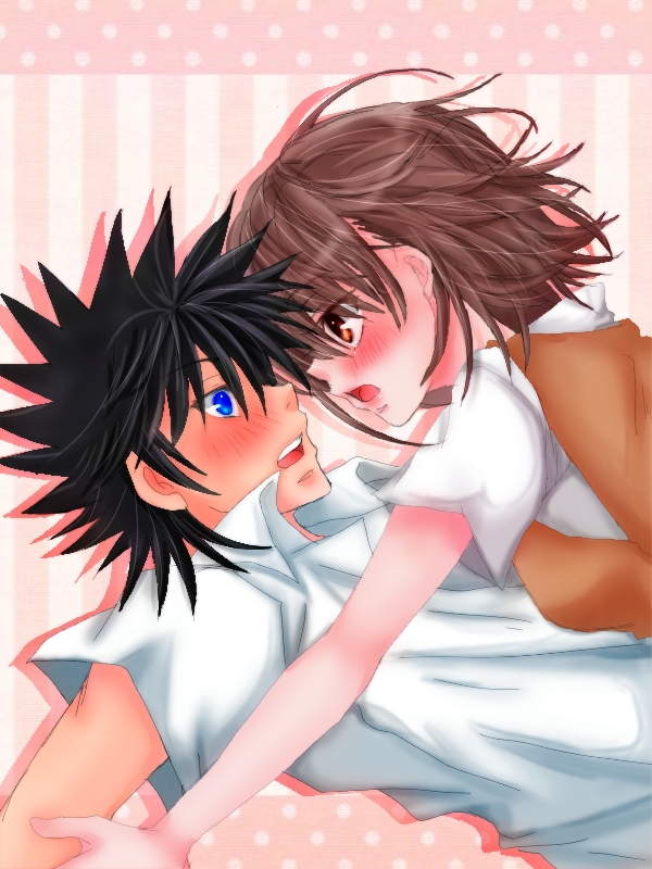 misaka mikoto and kamijou touma (toaru majutsu no index and 1 more) drawn by hiro_(hirohiro31)