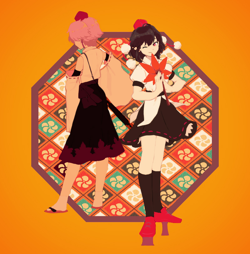 shameimaru aya and inubashiri momiji (touhou) drawn by ta_(tama2623)