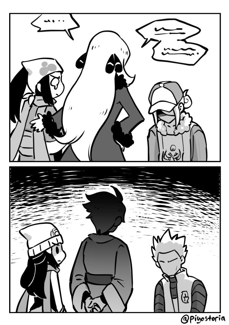 dawn, cynthia, akari, volo, cyrus, and 1 more (pokemon and 2 more) drawn by piyostoria