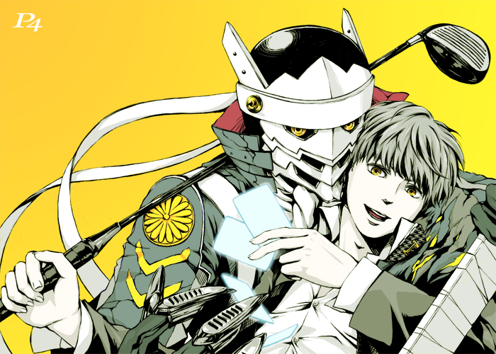 narukami yu and izanagi (persona and 1 more) drawn by meji