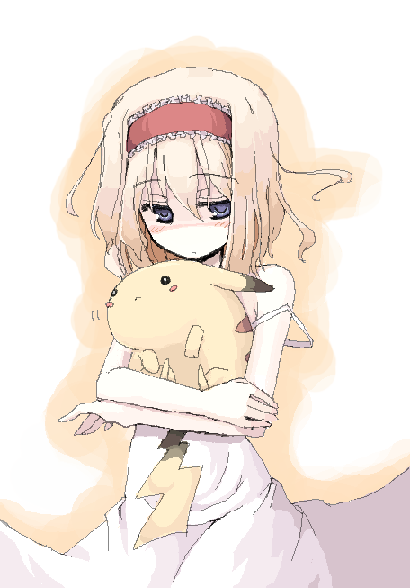 alice margatroid and pikachu (touhou and 1 more) drawn by mochiki