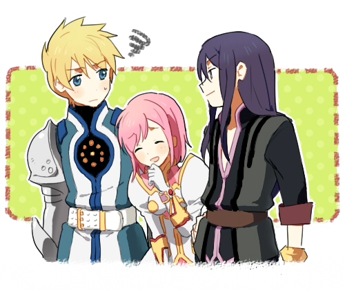 yuri lowell, estellise sidos heurassein, and flynn scifo (tales of and 1 more) drawn by mozu_(modagoro)