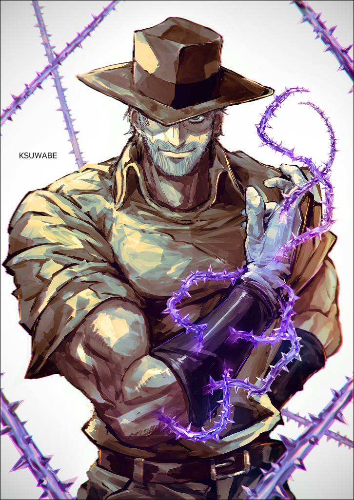joseph joestar and hermit purple (jojo no kimyou na bouken and 1 more) drawn by k-suwabe