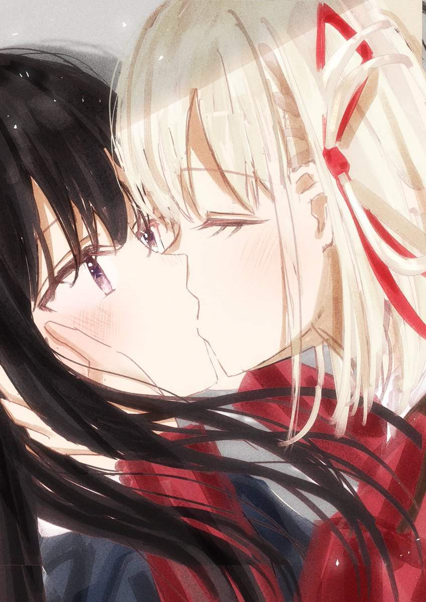 nishikigi chisato and inoue takina (lycoris recoil) drawn by obake_(amimonoobake)