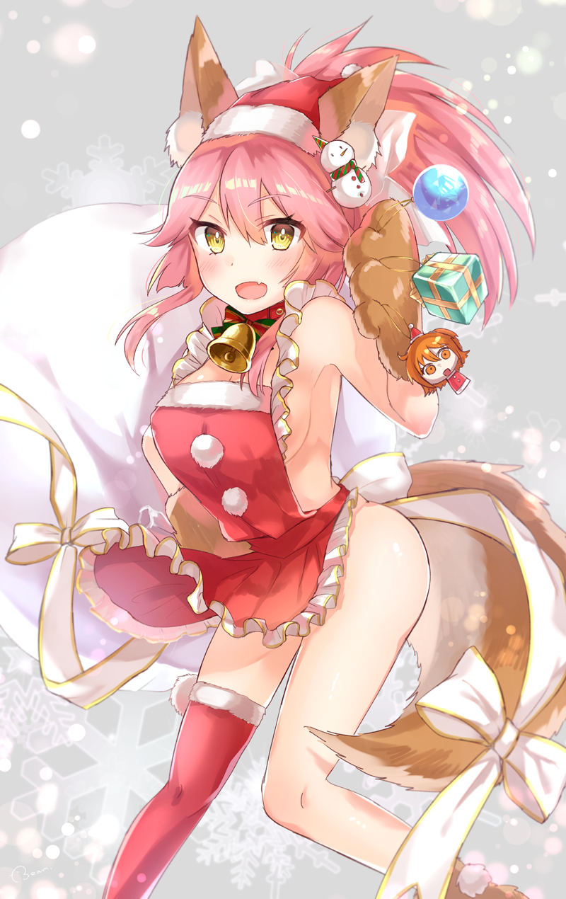 fujimaru ritsuka, tamamo, and tamamo cat (fate and 2 more) drawn by hiyoko_biimu