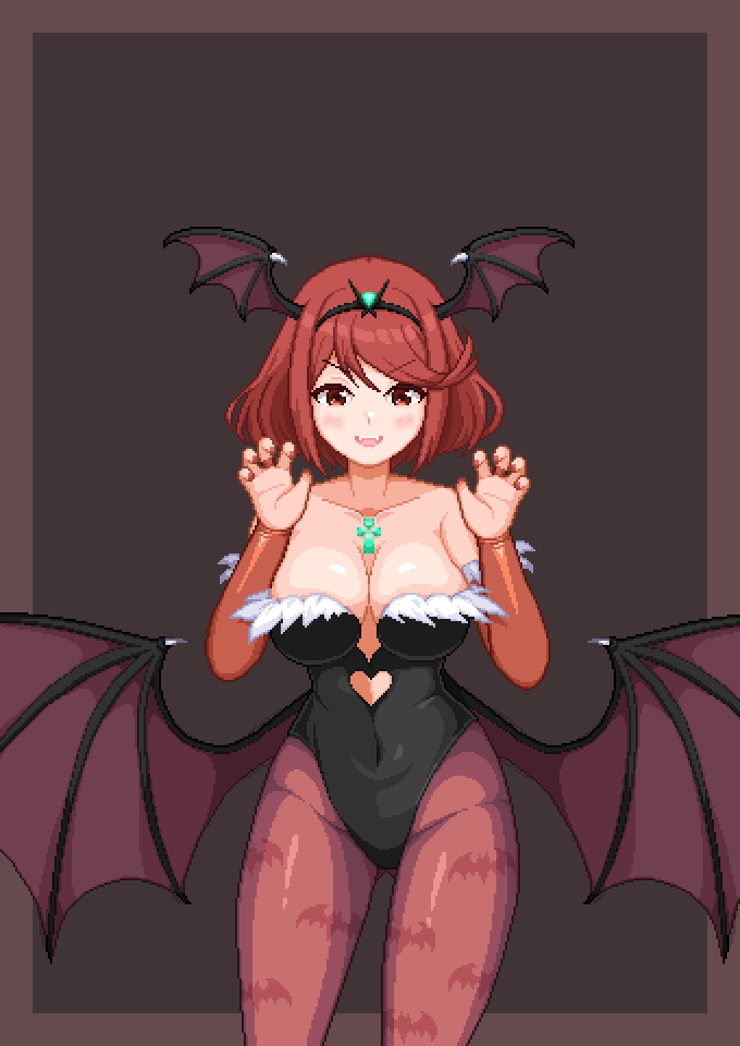 pyra and morrigan aensland (xenoblade chronicles and 2 more) drawn by redforge