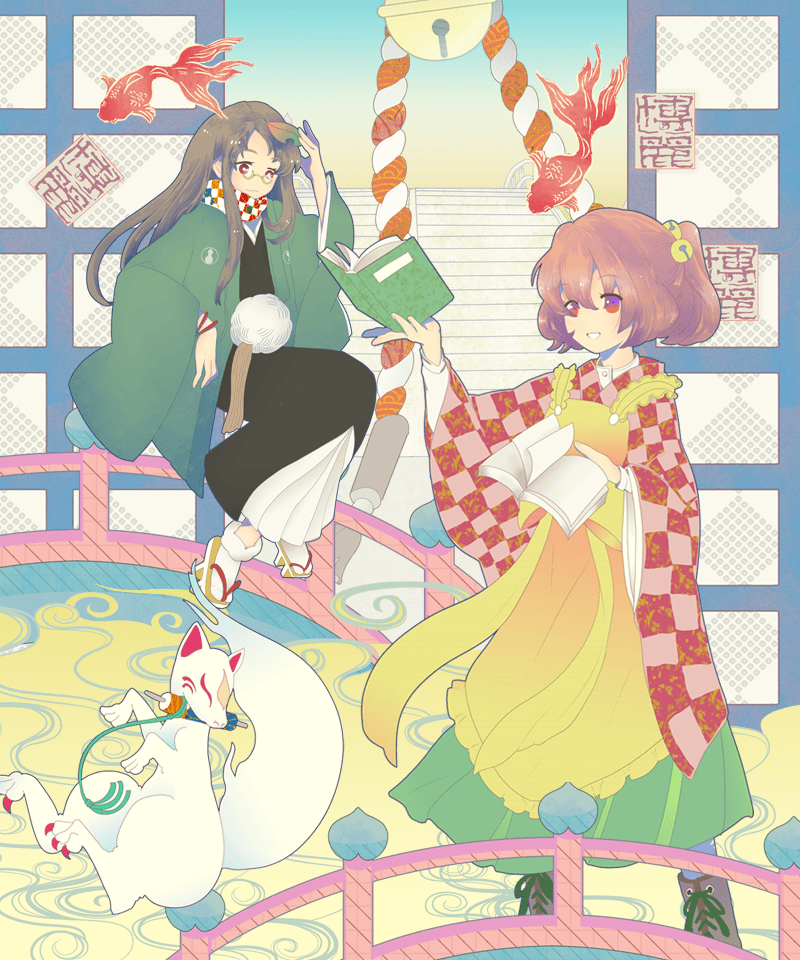 futatsuiwa mamizou and motoori kosuzu (touhou) drawn by ranko_no_ane