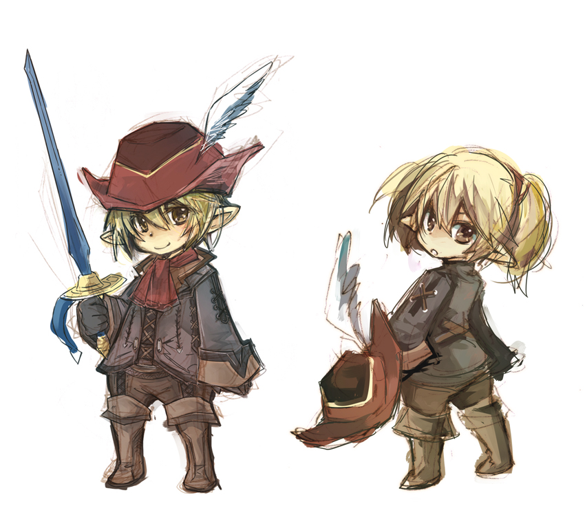 adventurer and red mage (final fantasy and 1 more) drawn by fujiwara_akina