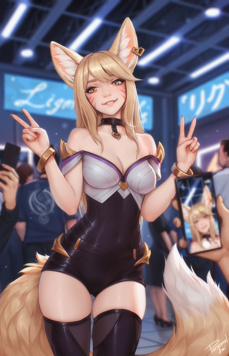 ahri and k/da ahri (league of legends) drawn by personal_ami