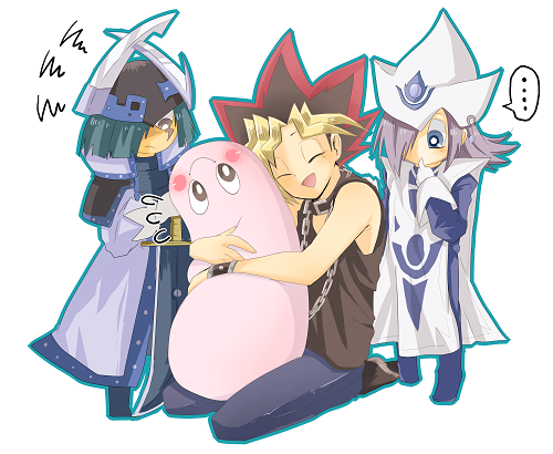 muto yugi, silent magician, silent swordsman, marshmallon, silent magician lv4, and 1 more (yu-gi-oh! and 1 more) drawn by monokuro-mu666