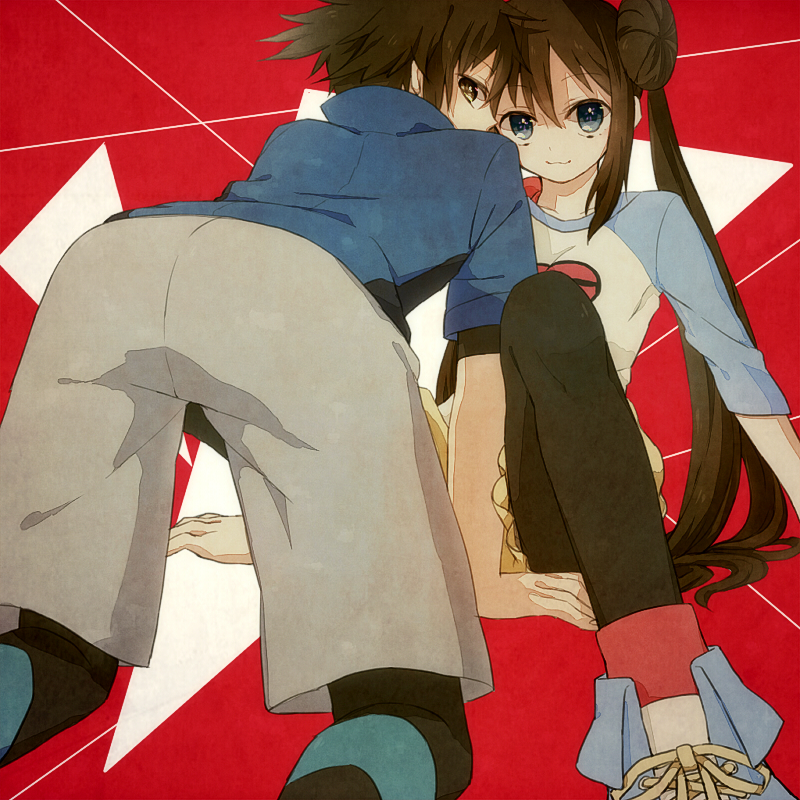 rosa and nate (pokemon and 1 more) drawn by hiwokawa