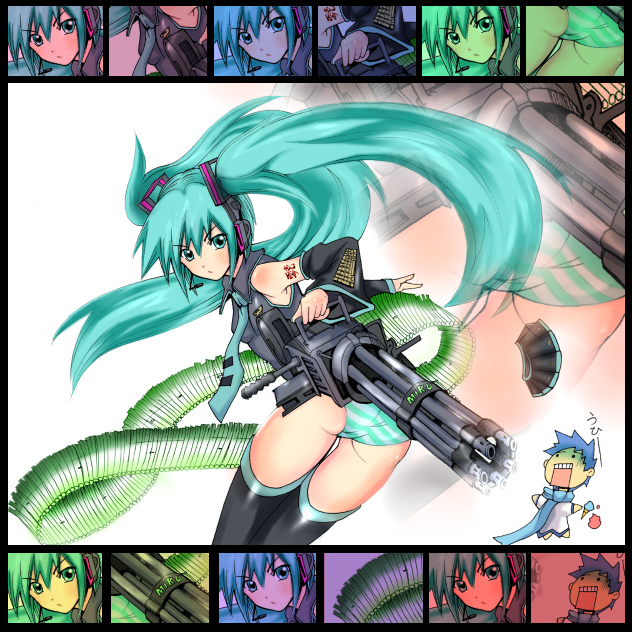 hatsune miku and kaito (vocaloid) drawn by shiina_you_(tomoshibi)