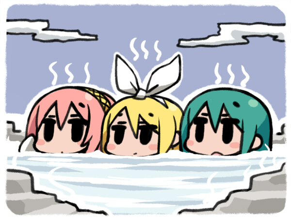hatsune miku, kagamine rin, and megurine luka (vocaloid) drawn by chan_co