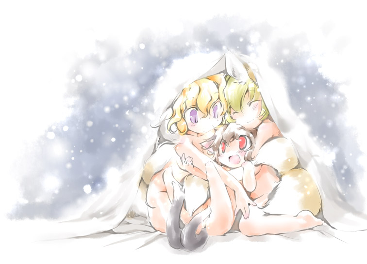 yakumo yukari, yakumo ran, and chen (touhou) drawn by ikuta_takanon