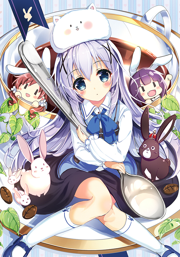 kafuu chino, tippy, jouga maya, natsu megumi, and anko (gochuumon wa usagi desu ka?) drawn by akabane_(zebrasmise) and neki_(wakiko)