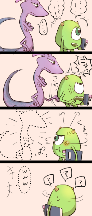 mike wazowski and randall boggs (monsters inc.) drawn by nagatobi