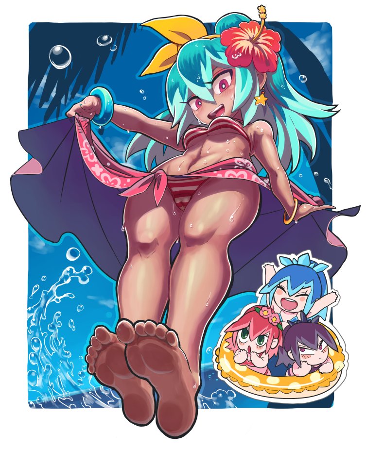 fubukihime, hyakkihime, tsubakihime, and beachhime (youkai watch and 1 more) drawn by gashi-gashi