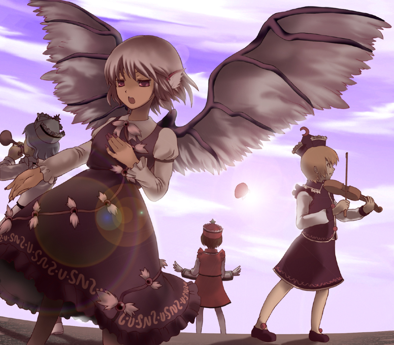 mystia lorelei, lunasa prismriver, merlin prismriver, and lyrica prismriver (touhou) drawn by mutou_(meltie)
