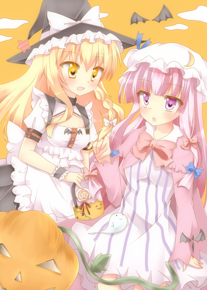 kirisame marisa and patchouli knowledge (touhou) drawn by hiyokodou