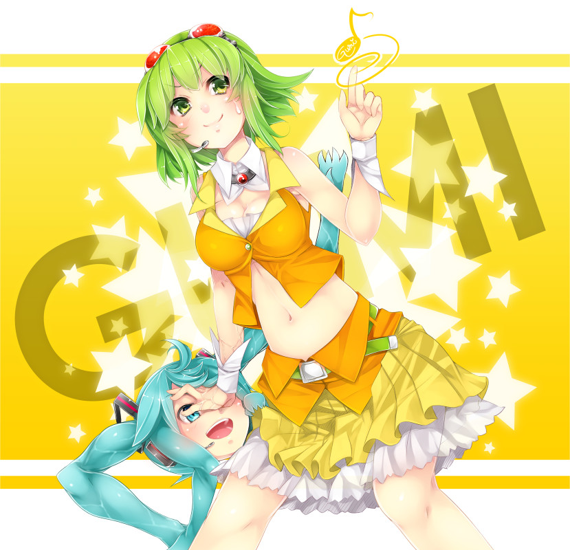 hatsune miku, gumi, and shiteyan'yo (vocaloid) drawn by serizawa_mutsuki