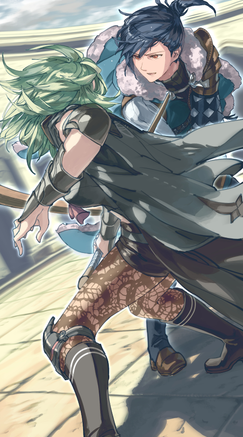 female byleth and felix hugo fraldarius (fire emblem and 1 more) drawn by harusame_(rueken)