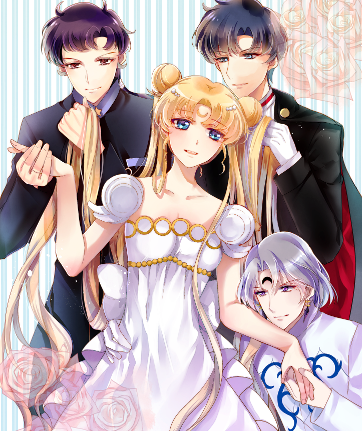tsukino usagi, princess serenity, seiya kou, chiba mamoru, and prince demande (bishoujo senshi sailor moon and 2 more) drawn by akatsuki_(yaneura_alice)