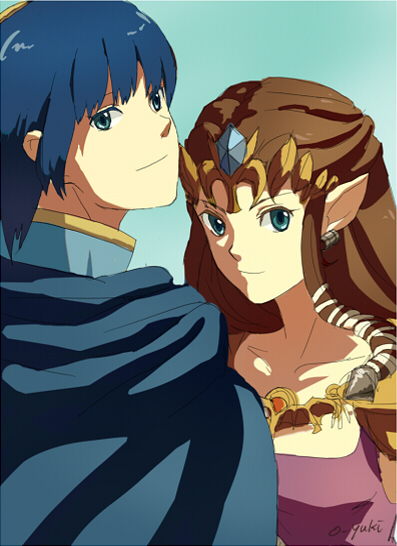 princess zelda and marth (fire emblem and 4 more) drawn by o-yuki