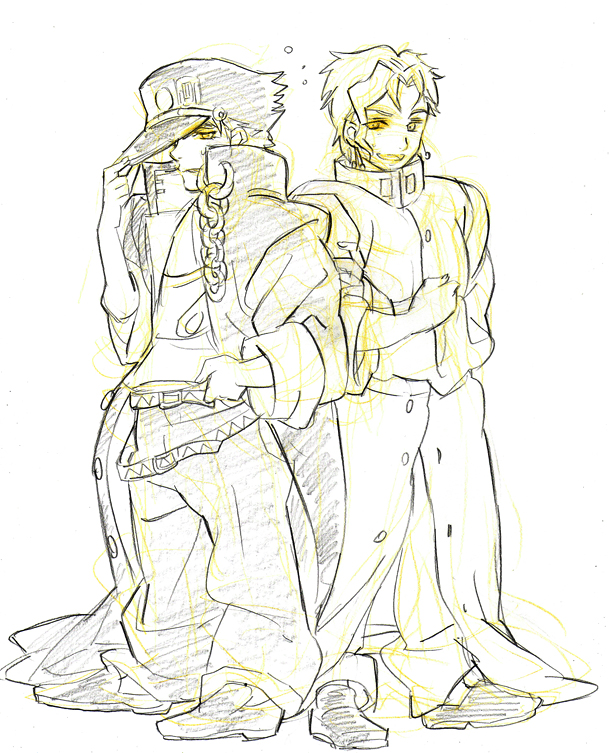 kujo jotaro and kakyoin noriaki (jojo no kimyou na bouken and 1 more) drawn by ichihara2929