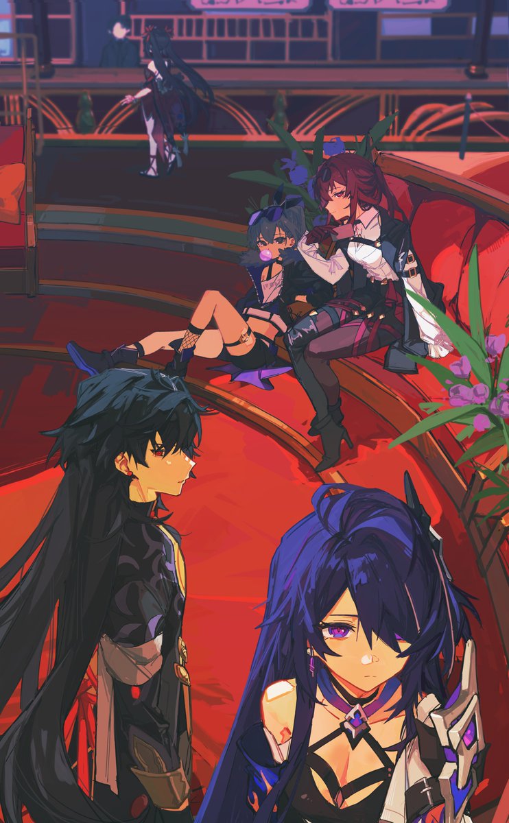 kafka, acheron, sparkle, silver wolf, and blade (honkai and 1 more) drawn by kurattes