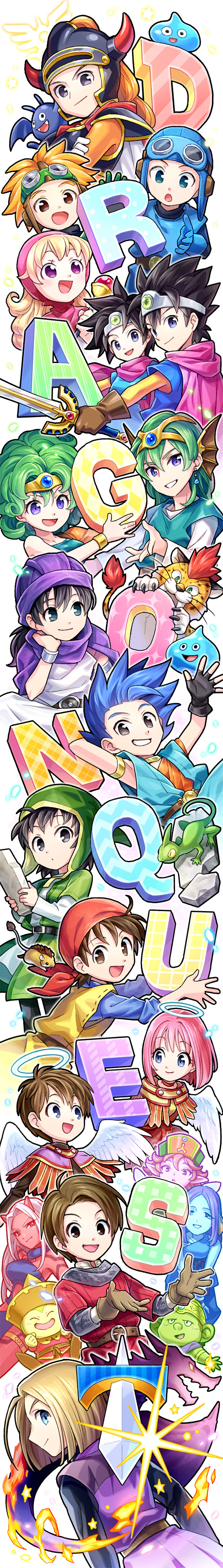 slime, princess of moonbrook, roto, prince of lorasia, prince of samantoria, and 10 more (dragon quest and 11 more) drawn by rim1010