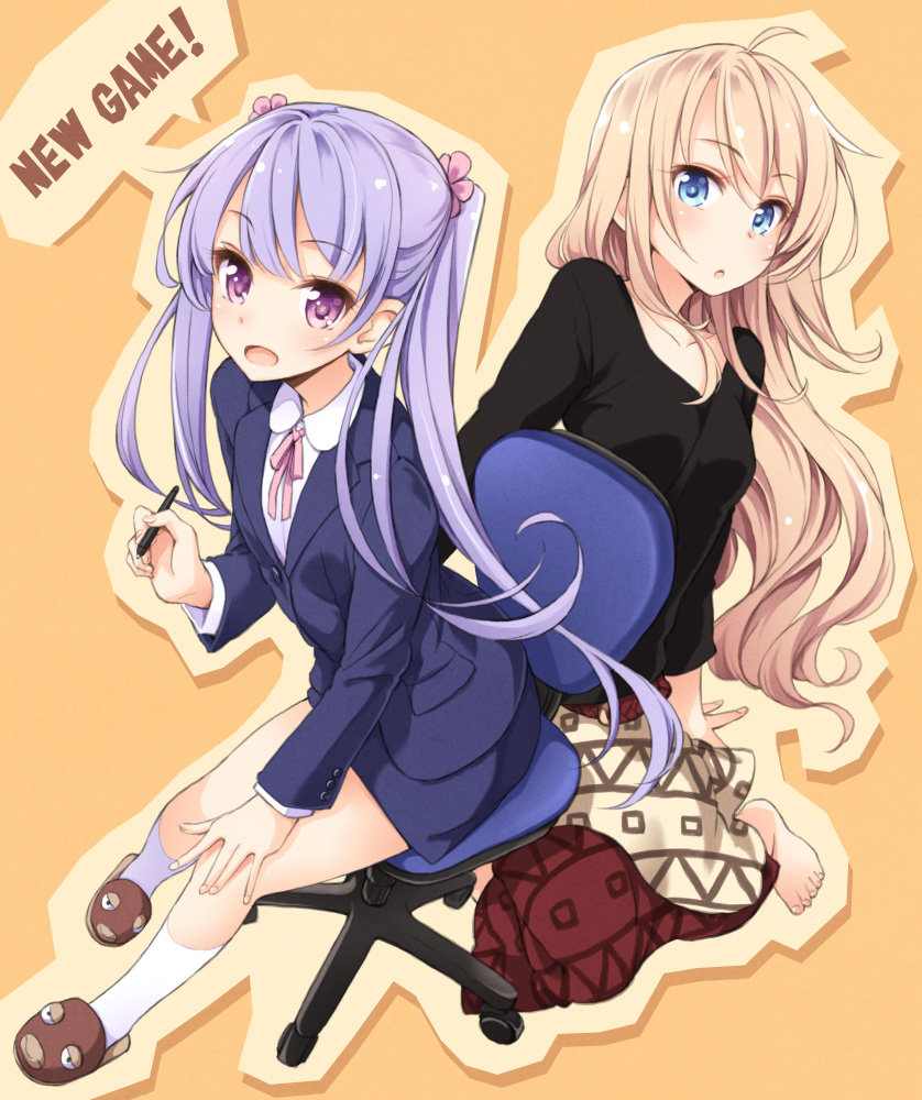 suzukaze aoba and yagami kou (new game!) drawn by tokunou_shoutarou