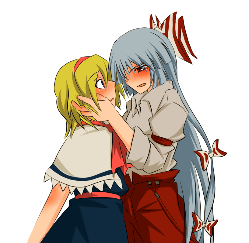 alice margatroid and fujiwara no mokou (touhou) drawn by makoto_jon
