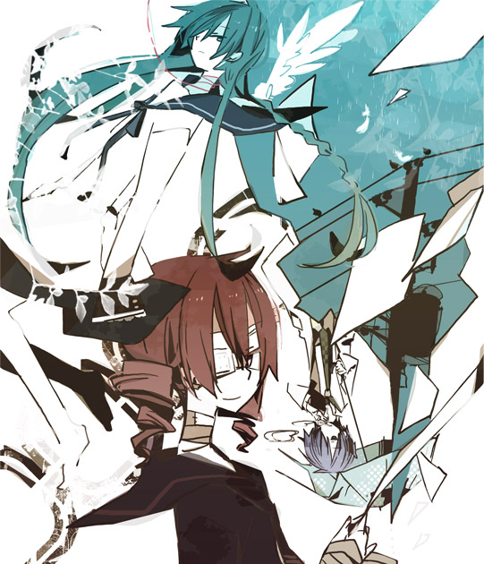 hatsune miku, kasane teto, and kaito (vocaloid and 1 more) drawn by yoshiki
