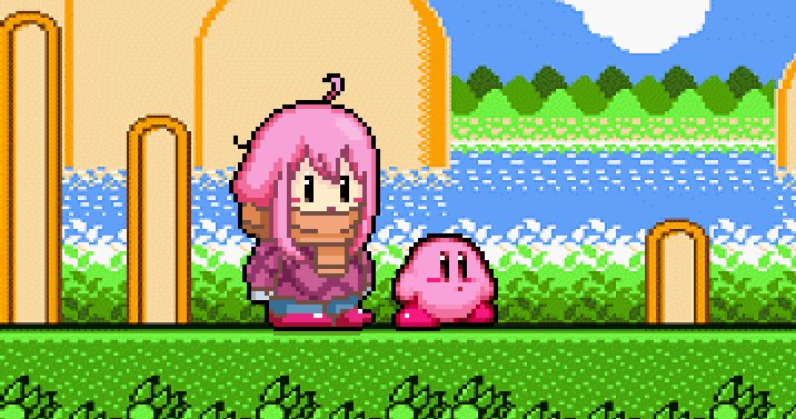kirby and kagamihara nadeshiko (kirby and 1 more) drawn by inumaru86