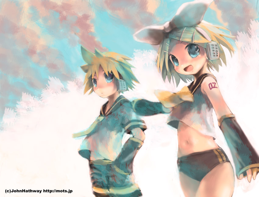 kagamine rin and kagamine len (vocaloid) drawn by john_hathway