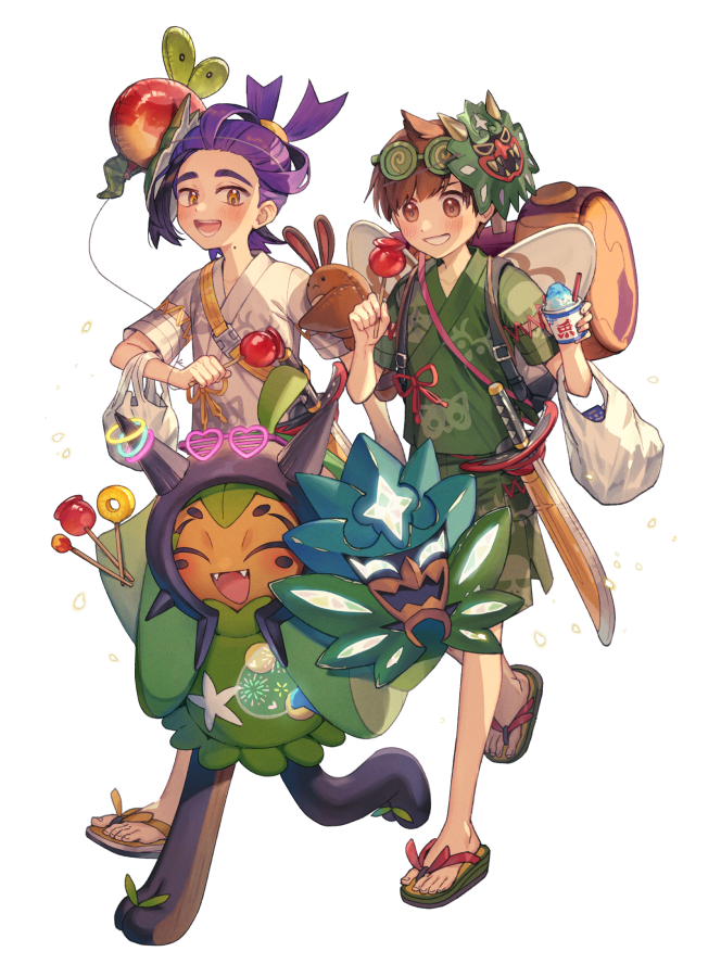 kieran, florian, ogerpon, applin, and sentret (pokemon and 1 more) drawn by meno_oku
