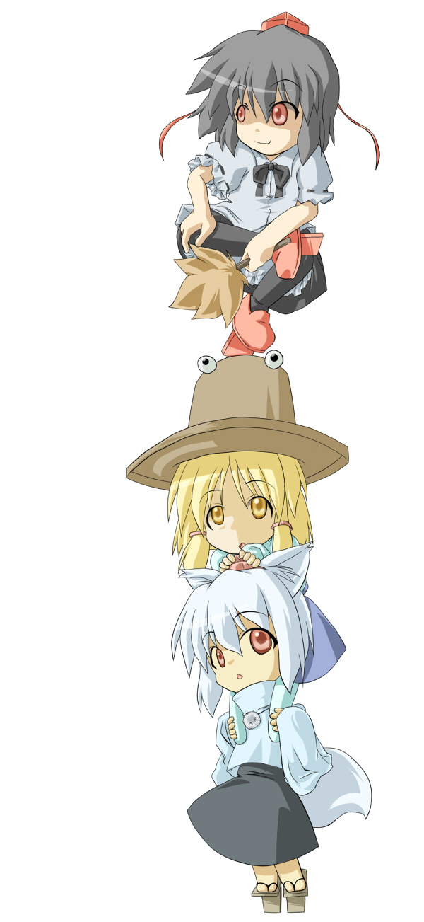 shameimaru aya, inubashiri momiji, and moriya suwako (touhou) drawn by inu_wi