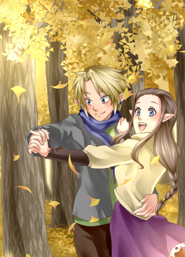 link and princess zelda (the legend of zelda and 1 more) drawn by wasabi_(legemd)