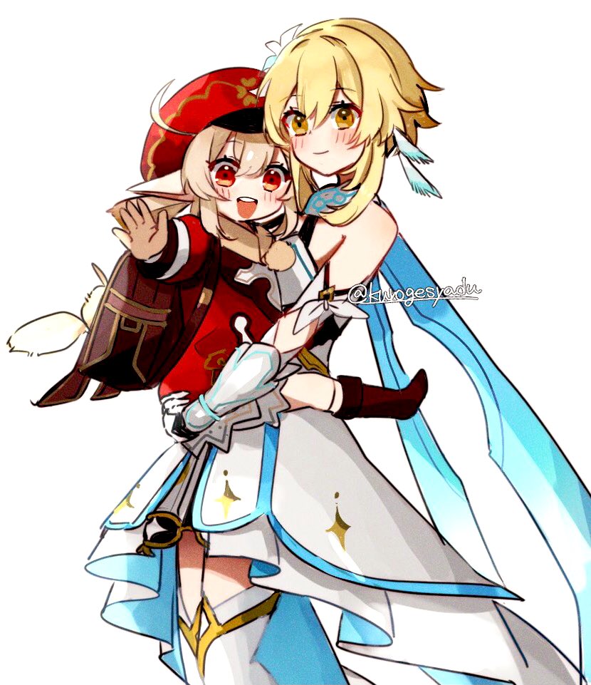 lumine and klee (genshin impact) drawn by kuromu_shado