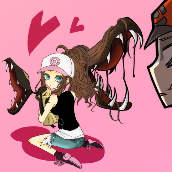 hilda, hilbert, and mawile (pokemon and 1 more) drawn by yuu_(white7)