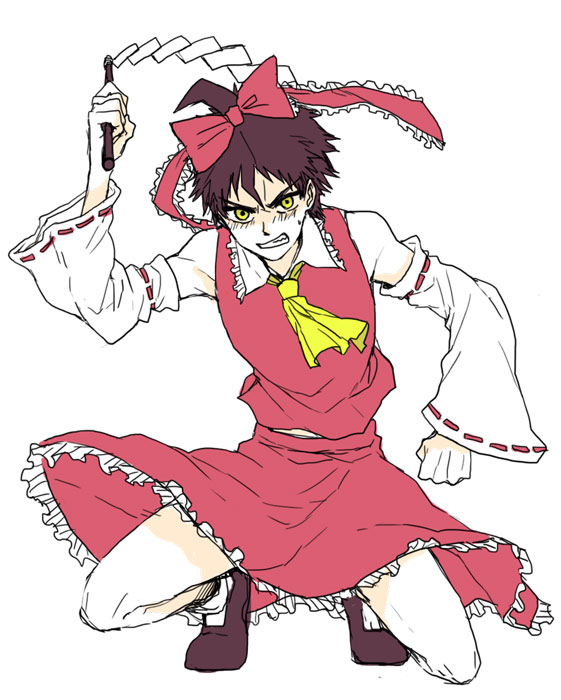hakurei reimu and hinata hajime (touhou and 2 more) drawn by chara_rira