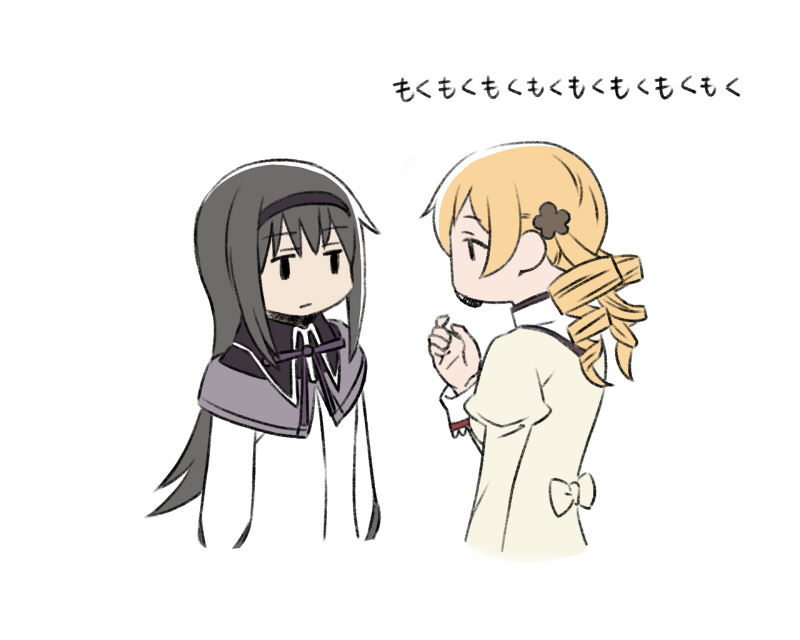 akemi homura and tomoe mami (mahou shoujo madoka magica) drawn by oda_takayuki